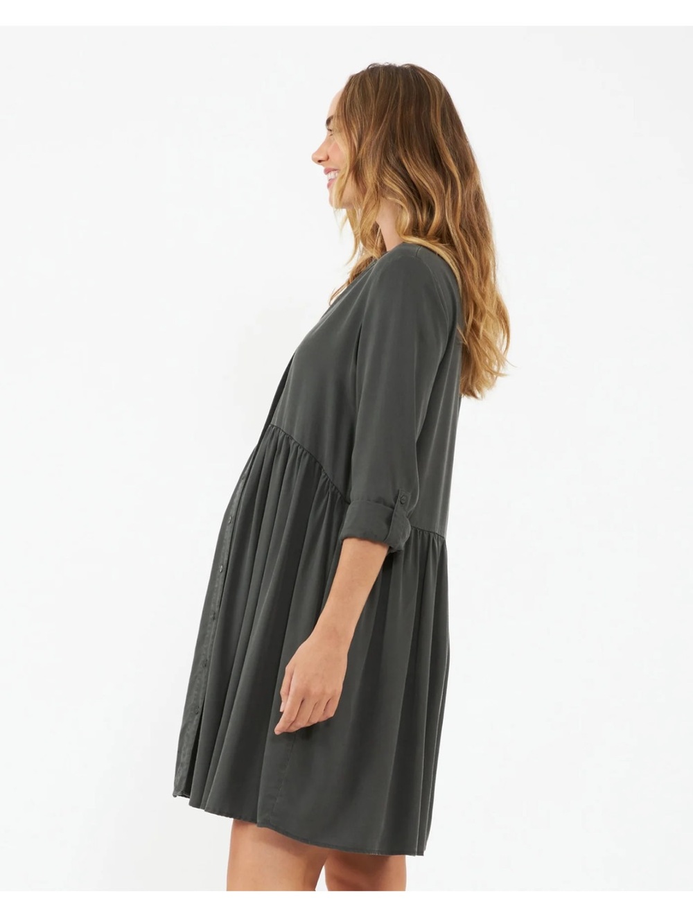 Ripe Olive Nursing and Maternity Button Up Tencel Dress XS - Picture 7 of 14